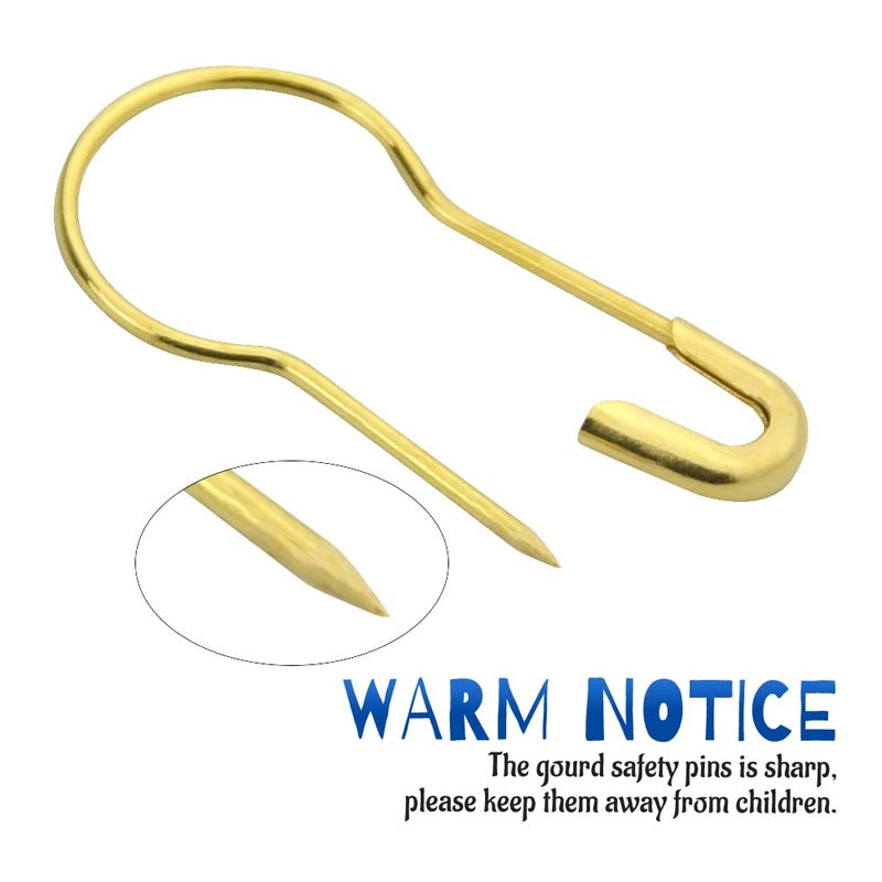 WMYCONGCONG 1000 pcs 0.8" Copper Gold Safety Pins Clothing Tag Pins Gourd Pins Bulb Pin Bead Needle Pin for DIY Home Accessories (Gold) - Image 2